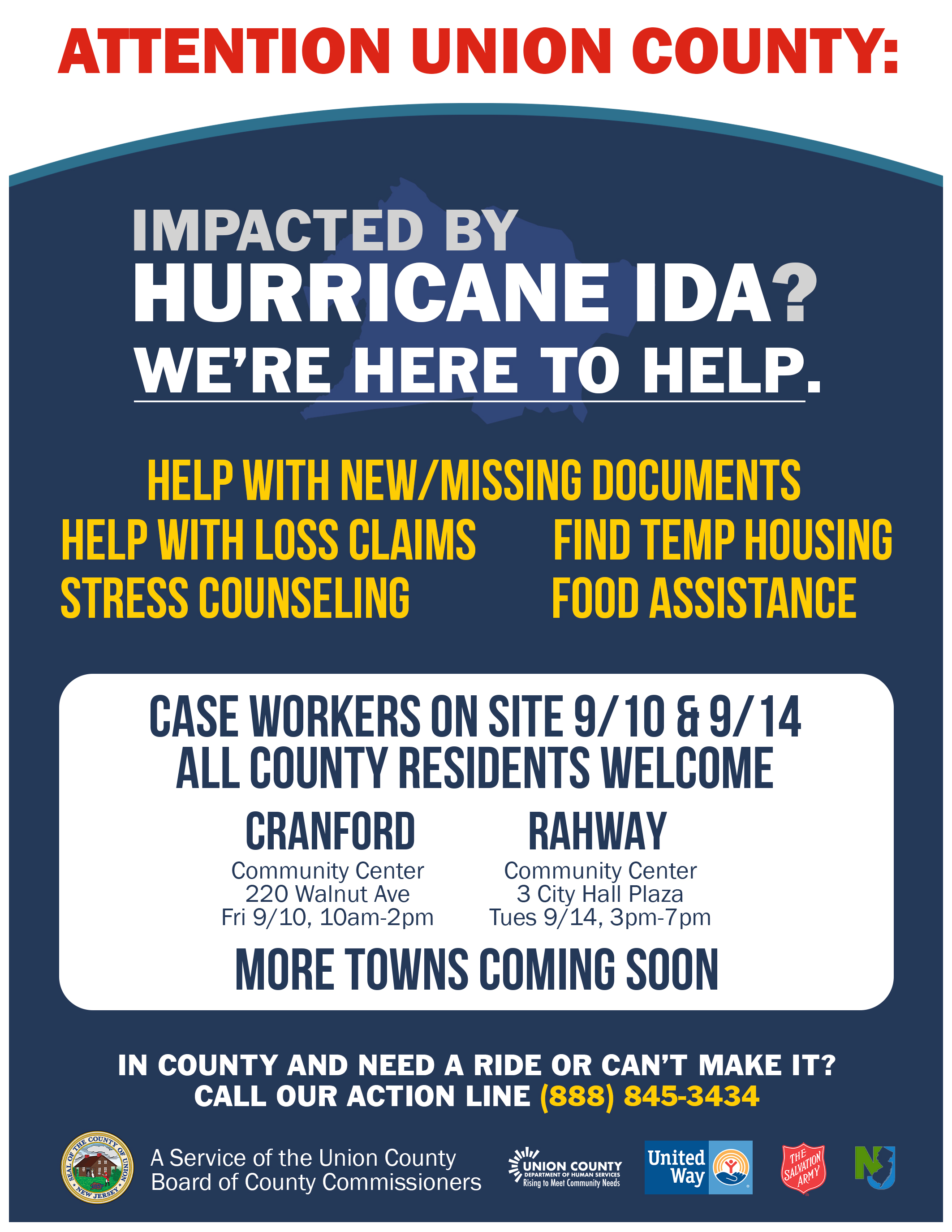 Union county aid for Hurricane IDA
